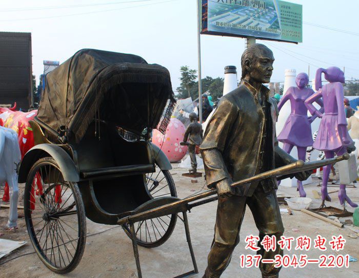 绵阳精致可爱的黄包车铜雕