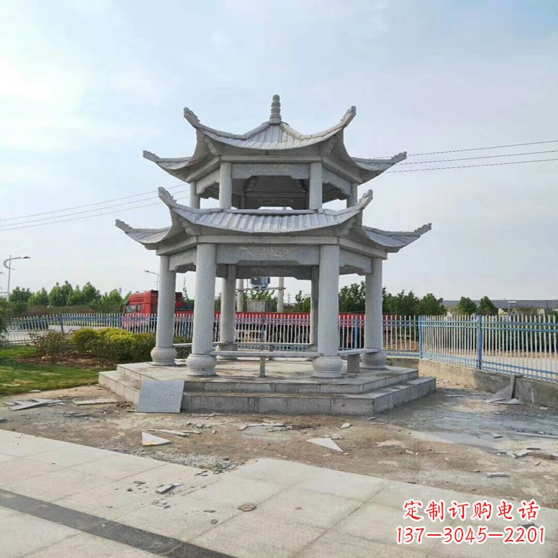 绵阳公园凉亭双层石雕亭子
