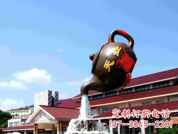 绵阳传统铜质茶壶雕塑