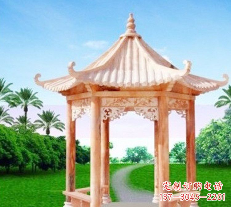 绵阳艺术精美的六角凉亭石雕