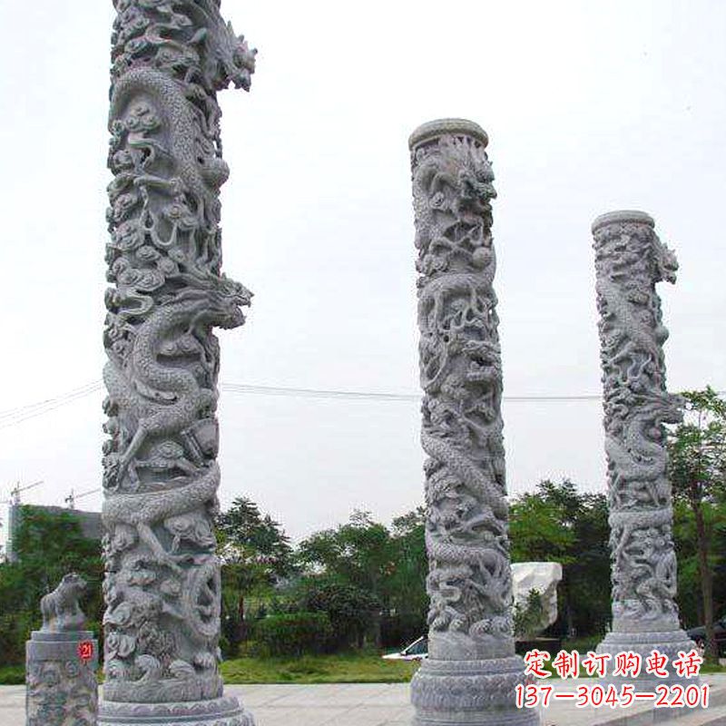绵阳精美的公园景观龙柱雕塑
