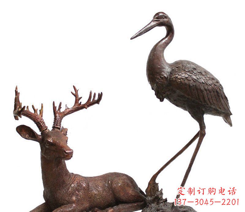 绵阳公园鹿仙鹤动物铜雕