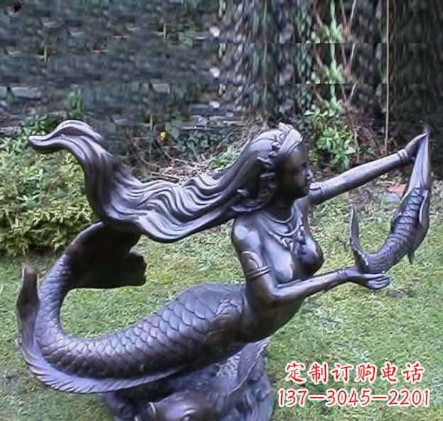 绵阳公园美人鱼景观铜雕