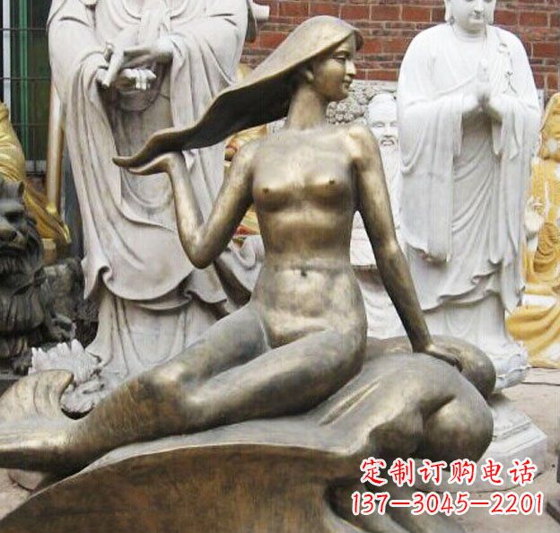 绵阳公园美人鱼景观铜雕 (3)