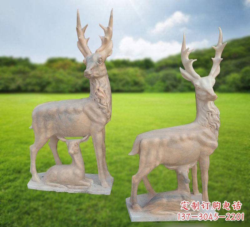 绵阳优质工艺 梅花鹿石雕