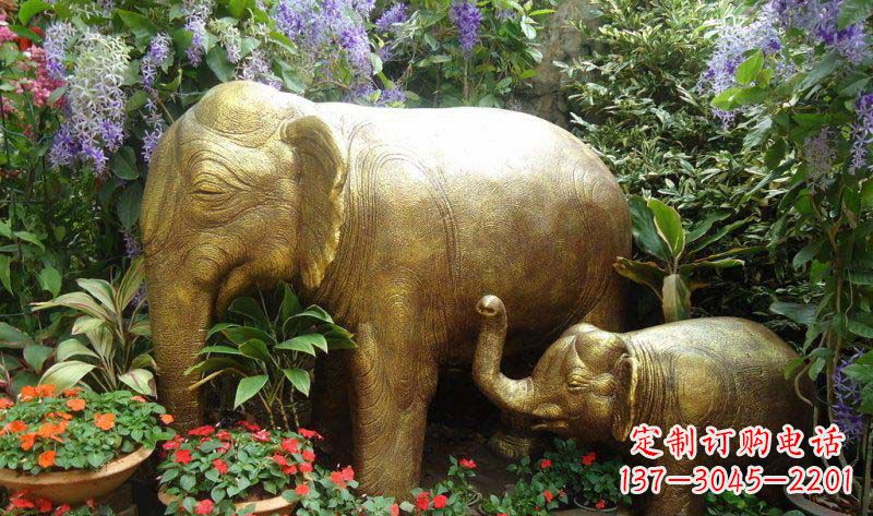 绵阳铜雕母子象艺术雕塑