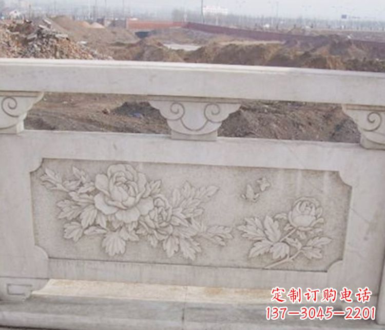 绵阳牡丹花浮雕石栏板景观雕塑