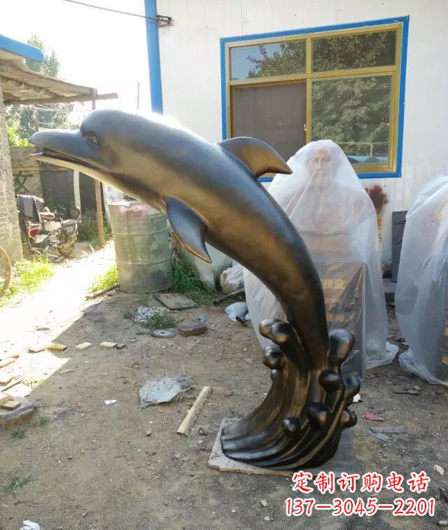绵阳海豚铜雕塑,精美艺术之作