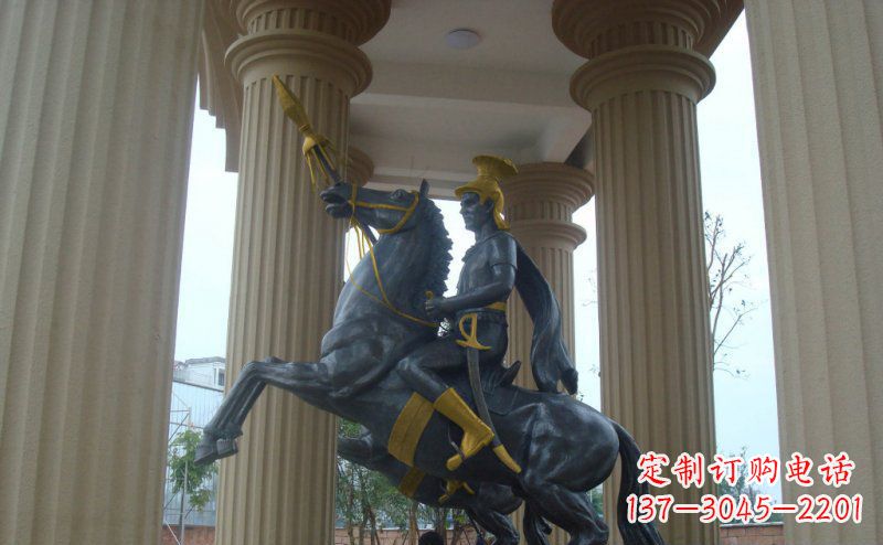 绵阳公园骑马的罗马士兵人物铜雕