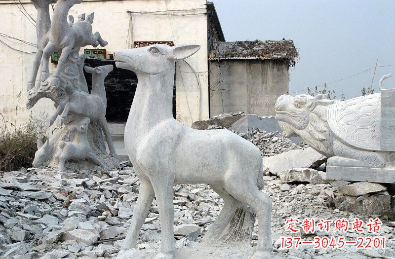 绵阳青石仿古小鹿雕塑,精美优雅