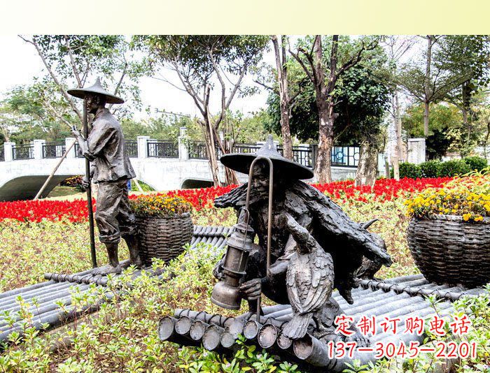 绵阳把渔民的生活经历融入雕塑——公园人物渔夫铜雕塑
