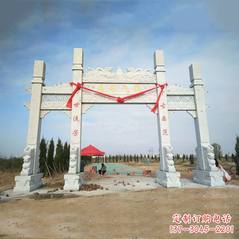 绵阳中领雕塑专业定制公园三间四柱牌坊雕塑