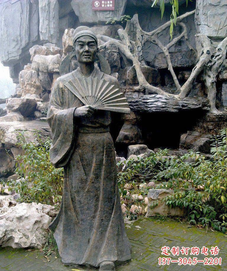 绵阳公园诗人杜甫古代人物铜雕