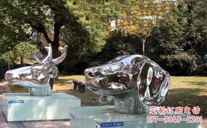 绵阳不锈钢十二生肖头像雕塑