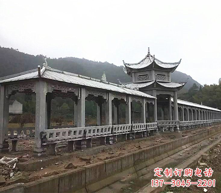 绵阳中领雕塑定制精美的公园石雕亭子长廊