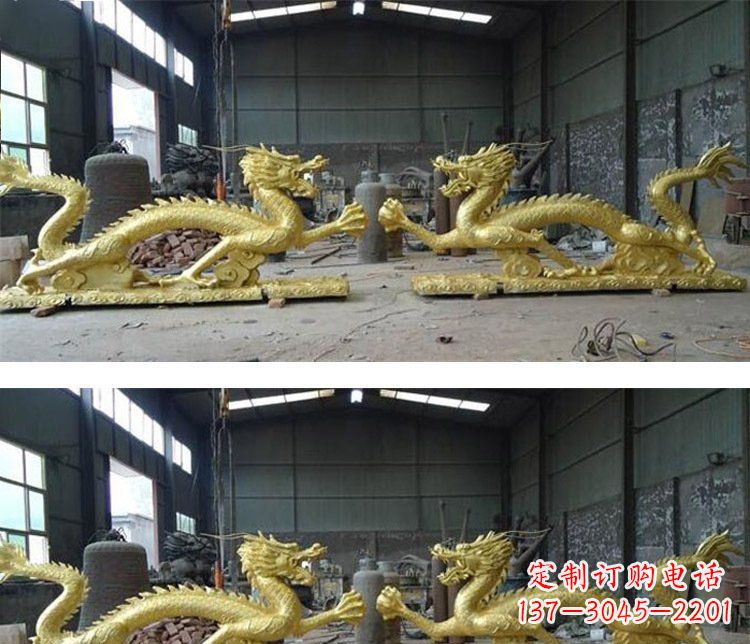绵阳古典传统双龙戏珠铜雕塑