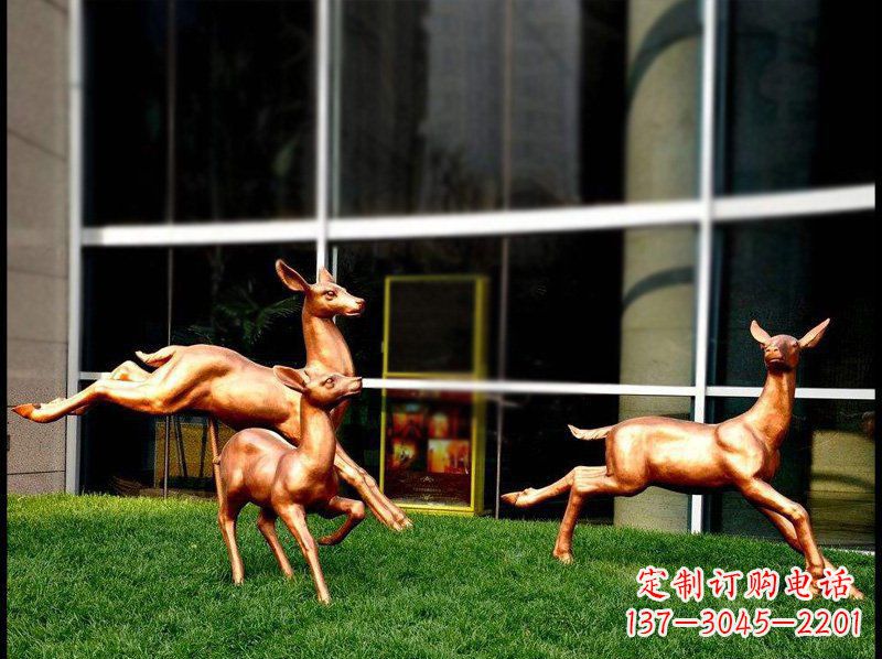 绵阳精美青铜动物雕塑——小鹿奔跑