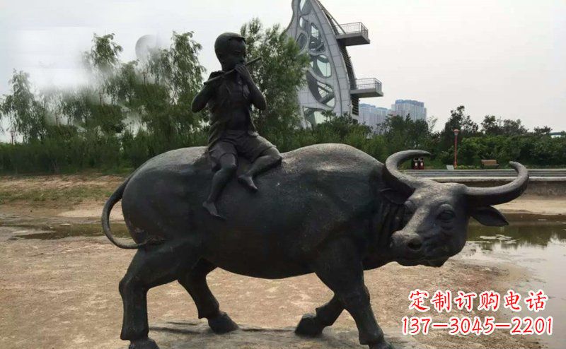 绵阳铜雕牧童与犊子雕塑