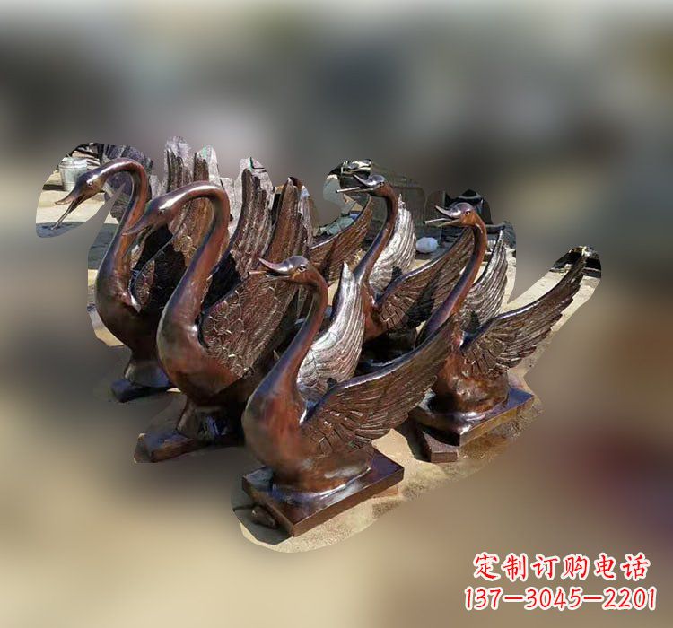 绵阳公园铜雕天鹅