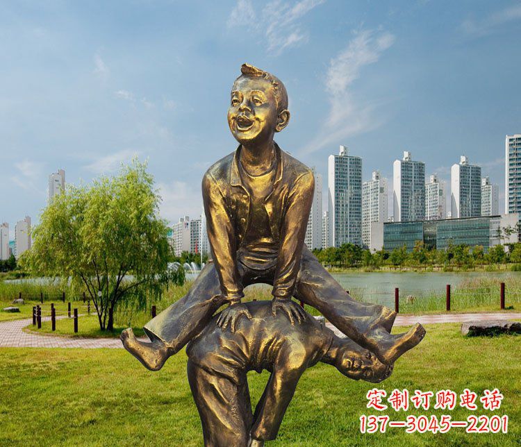 绵阳中领雕塑铜质经典跳马蹲人雕塑