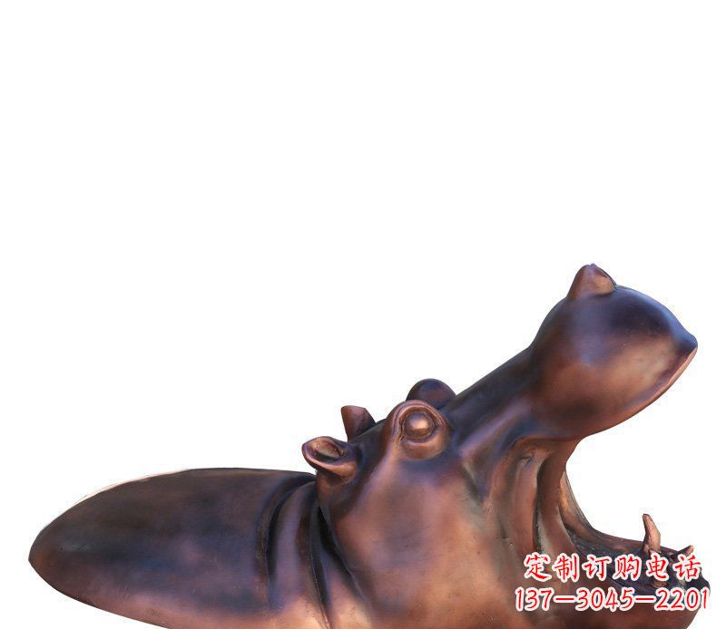 绵阳公园铜雕张嘴河马动物雕塑
