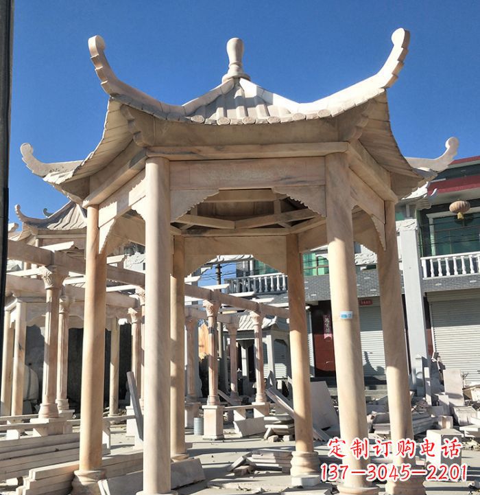 绵阳公园晚霞红凉亭雕塑
