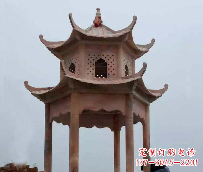 绵阳中领雕塑双层六角石雕凉亭