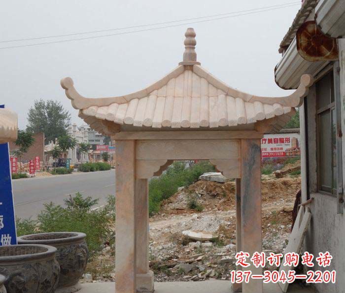 绵阳晚霞红四角凉亭雕塑