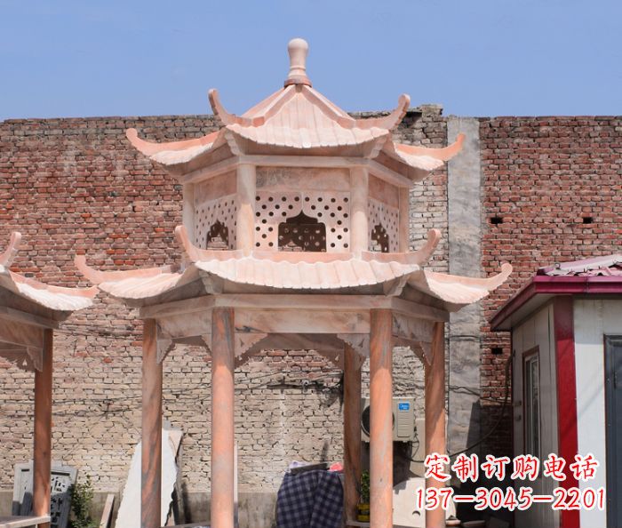 绵阳中领雕塑精致双层石头凉亭雕塑