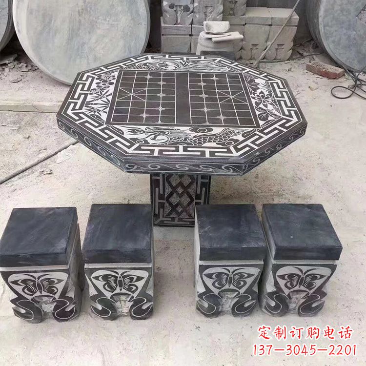 绵阳中领雕塑精美的石桌凳雕塑