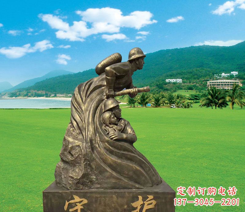 绵阳弘扬消防文化的消防员雕塑