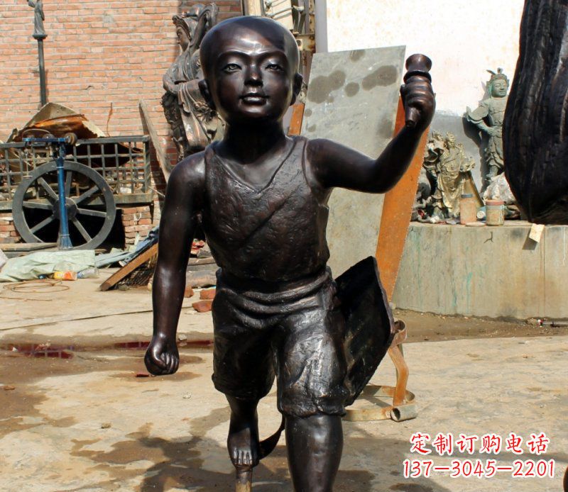 绵阳打造完美的小孩铜雕,让童趣活跃