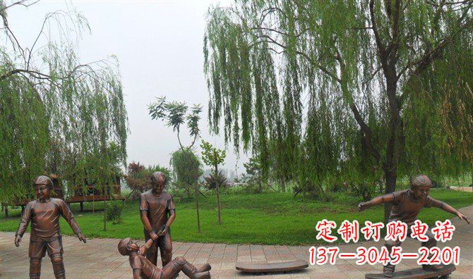 绵阳多彩童年,铜雕小孩游戏人物雕塑