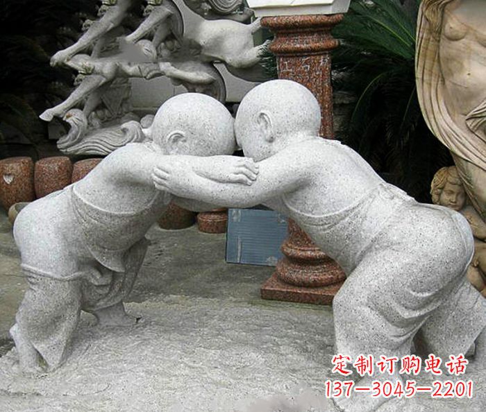 绵阳可爱小孩摔跤石雕