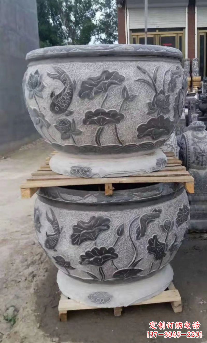 绵阳精致的石头水缸雕塑,为您的公园小区增添美丽色彩