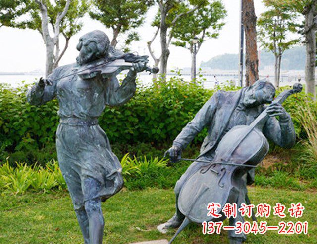 绵阳双面演奏大提琴&小提琴铜雕塑