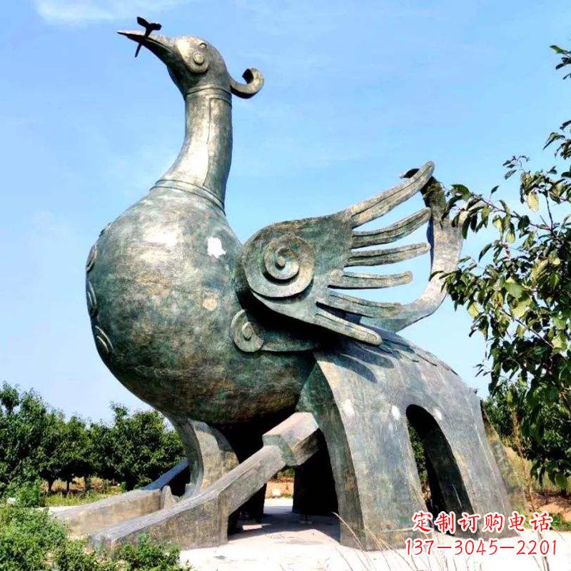 绵阳公园园林朱雀铜雕景观雕塑
