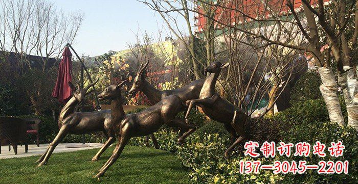绵阳公园铸铜小鹿动物铜雕 (3)