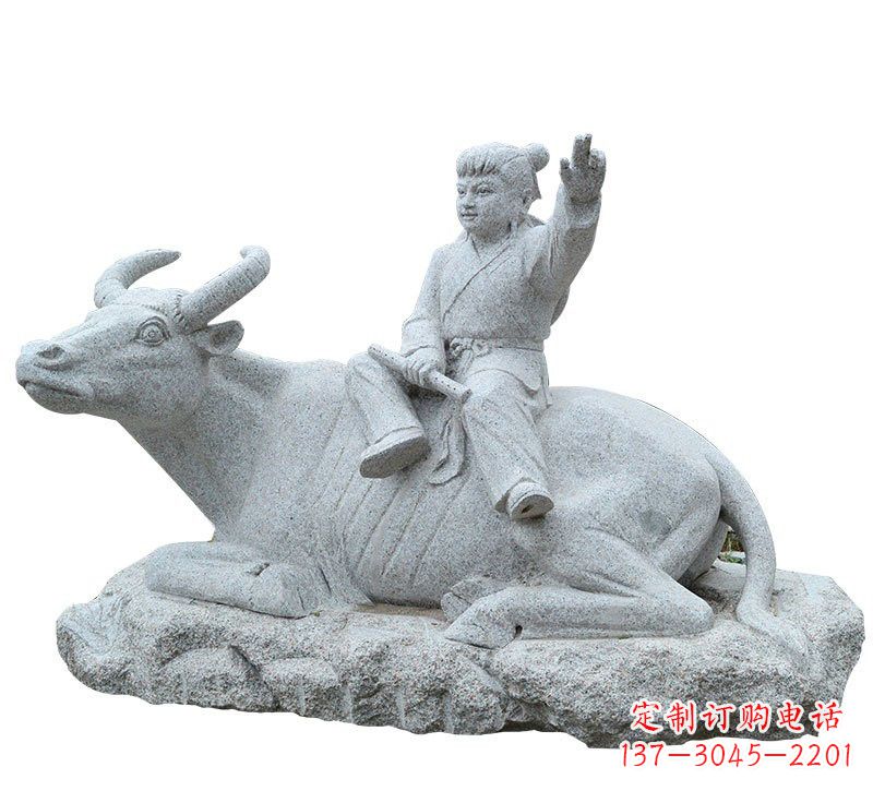 绵阳牧童牛石雕塑,实现公园优雅美观