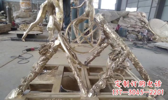 绵阳古代浑天仪铜雕 (2)