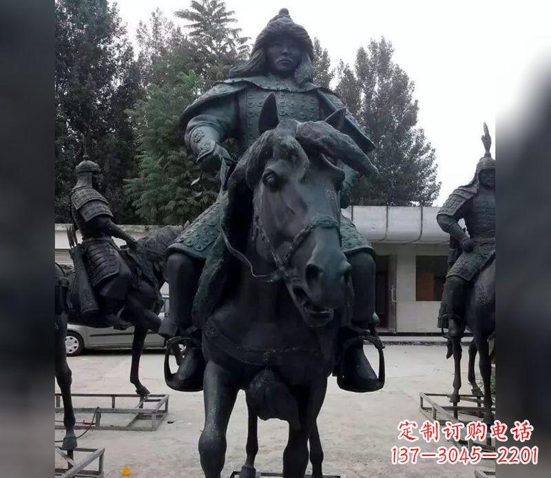 绵阳英姿飒爽古代将军骑马铜雕