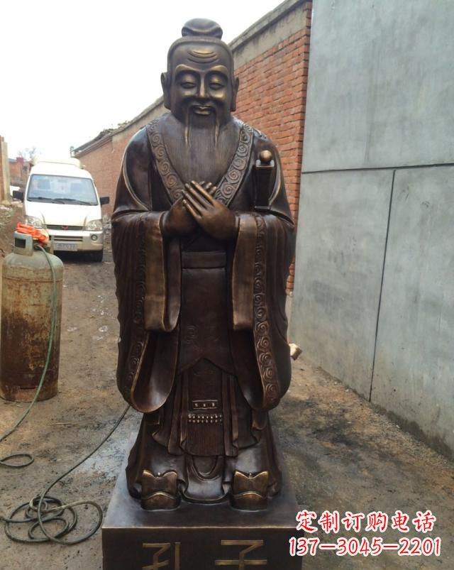 绵阳古代孔子铜雕 (2)