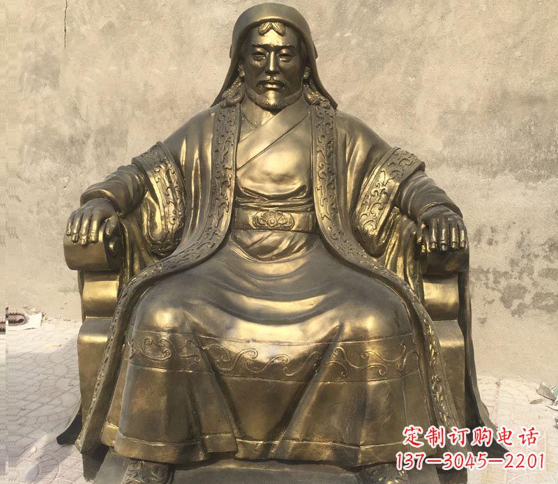 绵阳古代名人成吉思汗铜雕