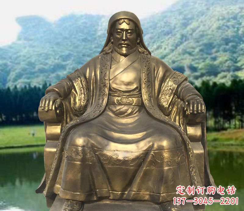 绵阳古代名人成吉思汗铜雕2