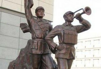 绵阳革命精神熠熠冲锋号铜雕