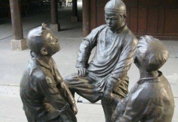 绵阳铜雕男孩斗鸡小品雕塑