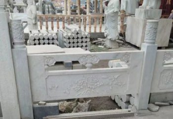 绵阳汉白玉牡丹花浮雕石栏板雕塑