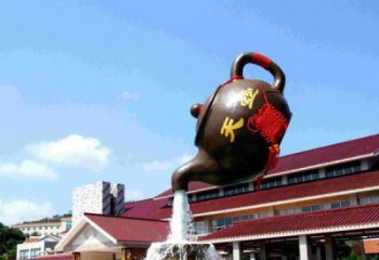 绵阳传统铜质茶壶雕塑