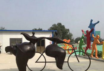 绵阳青春无悔，精致自行车雕塑