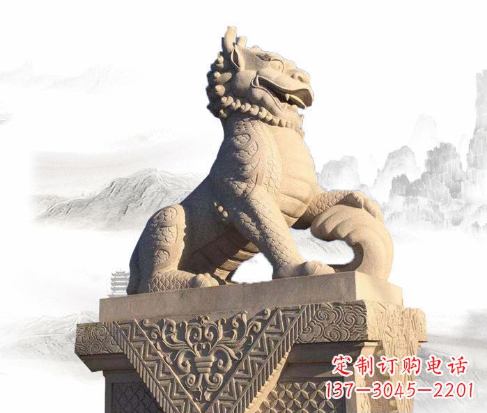 绵阳精美古典大理石麒麟石雕